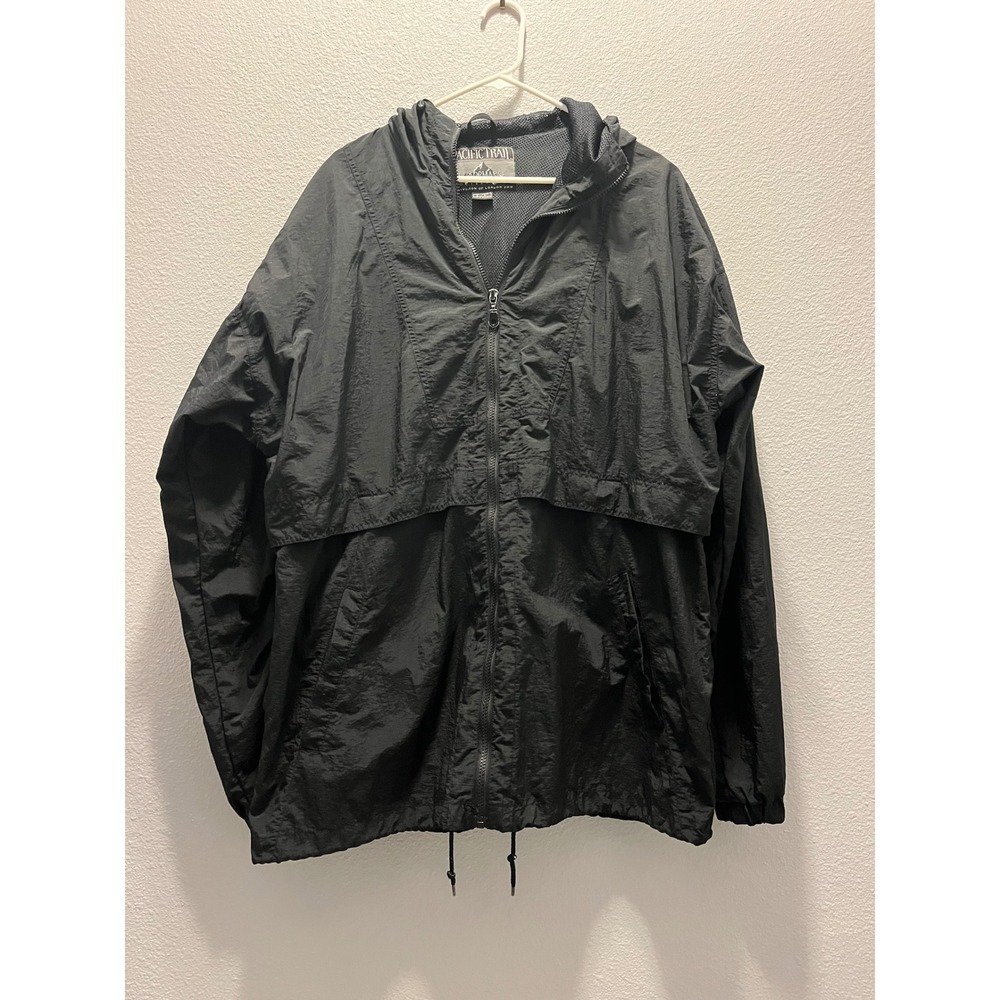 Pacific Trail London Fog Black Nylon Hooded Rain Jacket Lightweight LT